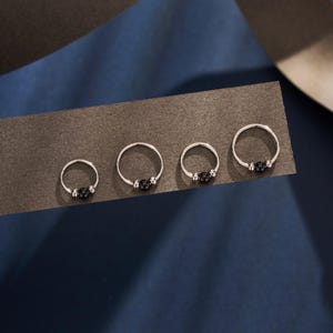 18G/20G Obsidian Stone Cartilage Clicker/Daith Earring/Cartilage Hoop/Helix Piercing/Septum Jewelry/Conch Hinged Clicker/Gift For Her/1PCS