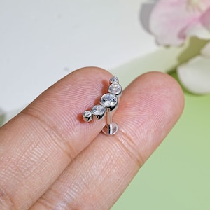 16G S925 Silver Curved Helix Earring/Cartilage Stud/Cartilage piercing/Internally threaded/Helix Earring/Minimalist Earring/Helix/Conch Ring