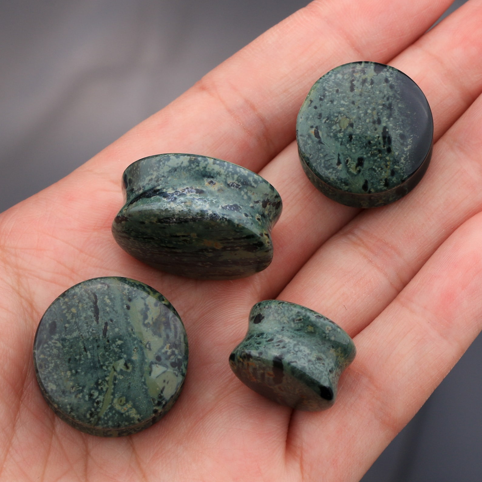 Pairs Green Stone Ear Gauges/double Flared Ear Plug/gauge & Etsy