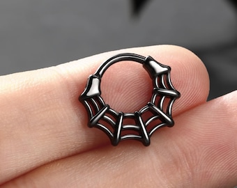 16G Spider Septum Ring,  Daith Jewelry, helix hoop, Cartilage Earrings, Hinged Clicker Conch Rings, Nose Hoop, Helix Earring Halloween