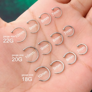 18/20/22G Solid Titanium Nose Ring Hoop, Nostril Hoops, Nose Piercing Rings, Tiny Nose Hoop, Seamless Cartilage Hoops, Piercing Jewelry