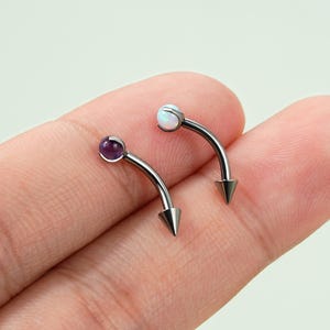 16G Titanium Opal/Crystal Spike Curved Barbell/Rook Piercing/Rook Earring/Eyebrow Ring/Rook Barbell/Eyebrow Jewelry/Eyebrow Piercing/1Pcs