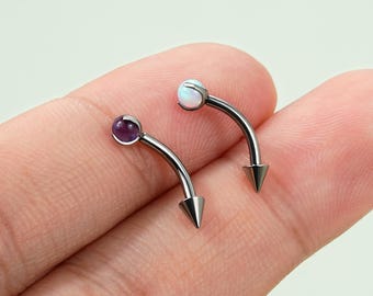 16G チタンオパール/クリスタルスパイクカーブバーベル/ルークピアス