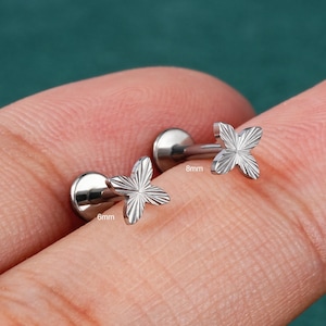 16G Titanium Threadless Cross Hammer Pattern Cartilage Stud/Helix Stud/Tiny Nose Stud/Labret Stud/FlatBack Stud/Helix Stud/Gift For Her