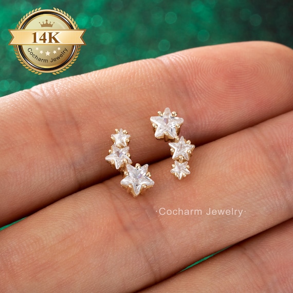 16G/18G 14K Gold Cartilage Earring· Star Helix Piercing Stud