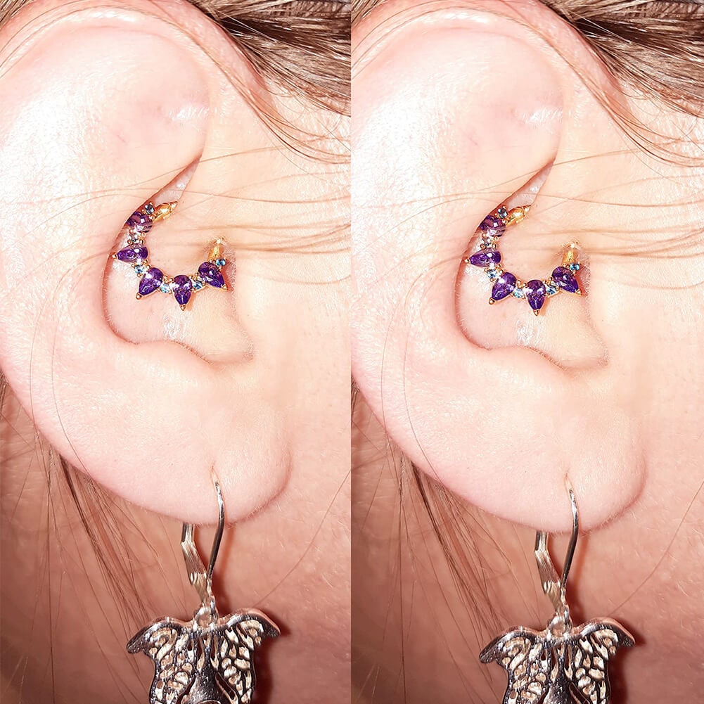 Boucles D'oreilles Pendantes - Zircon Cubique Lavande & Fleur Marguerite Rose - Neuf Sans Emballage
