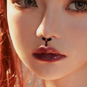 16g Bat Wing Septum Jewelry/Helix Piercings/Hoop Earring/Cartilage Hoops/Helix, Daith, Conch Earrings/Hinged Segment Ring/Halloween Gifts