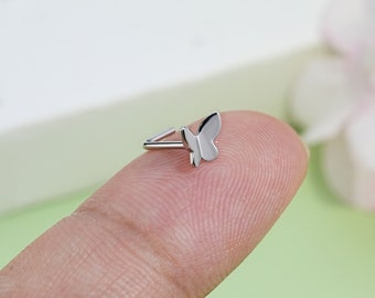 20G S925 Silber Schmetterling Nasenstecker/Nasenpiercing Ring/winzige Nase Bolzen/Nasenschmuck/L-förmige Nase Stud/Nasenloch Ring/Nasenloch/1 STÜCK