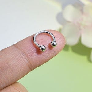 16G S925 Silver Horseshoe Septum Ring/Horseshoe Ring/Daith Earring/Helix Earring/Cartilage Piercing/Tragus Jewelry/Nose/Minimalist Earring