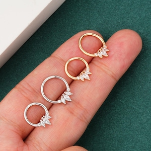 16G 14K Solid Gold Floral CZ Septum Ring/Septum Jewelry/Septum Piercing/Daith Earring/1pcs/Helix Hoop/Conch Hoop/Danity Earring/Conch Ring