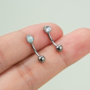 16G Implant Titanium Opal/CZ Curved Barbell/Rook Piercing/Rook Earring/Eyebrow Ring/Rook Barbell/Eyebrow Jewelry/Eyebrow Piercing/1Pcs/Gift