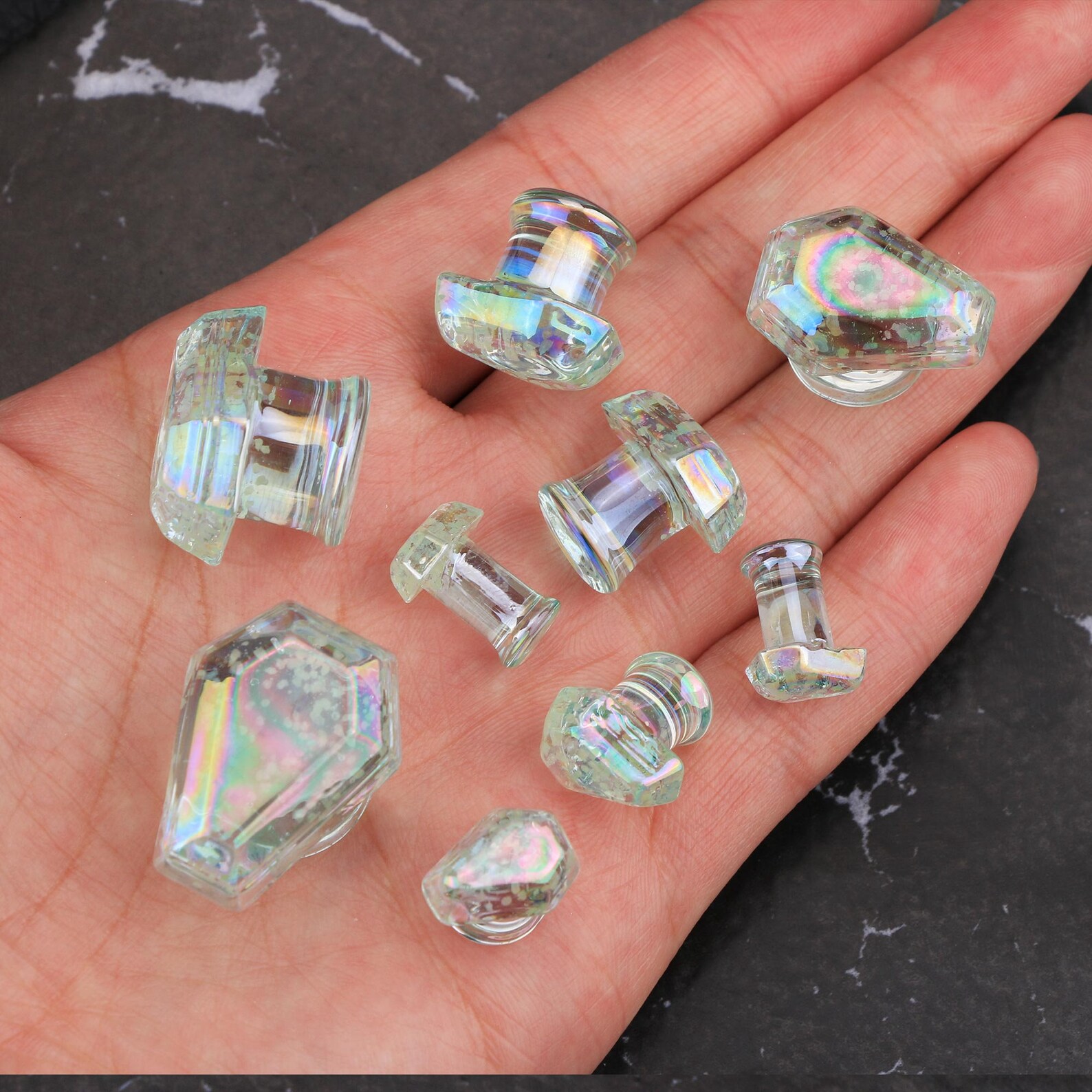 Pairs Flare Clear Glass Plugs 2G 0G 00G 1/2 Coffin Etsy