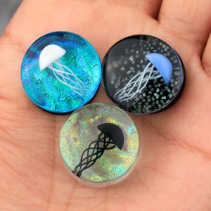 Pairs Glass Jellyfish Plug Earrings/Unique Desigh Glass Gauges/Single Flare Ear Tunnels/Expander Stretchers/0g, 00g Gauge Plugs/ 5/8, 1/2 image 5