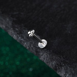 16g Beads Conch Studs, 925 Silver Helix Earring, Forward Helix, Internally Threaded Labret Piercing, Flat Back Earring, Tragus Jewelry, Gift