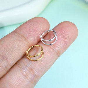 20G S925 Silver Double Hoop Nose Ring Single Pierced/Silver Gold Nose Hoop/Spiral Hoop Earring/Nose Piercing/Twiste Piercing Hoop/Nose Ring