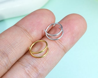 20G S925 Silver Double Hoop Nose Ring Single Pierced/Silver Gold Nose Hoop/Spiral Hoop Earring/Nose Piercing/Twiste Piercing Hoop/Nose Ring
