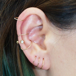 20G 9K Solid Gold Nose Rings, Nose Hoops, Cartilage Hoops, Helix Hoops, Nose Piercings, Tragus, Conch, Daith, Rook Earrings, Lobe Earrings
