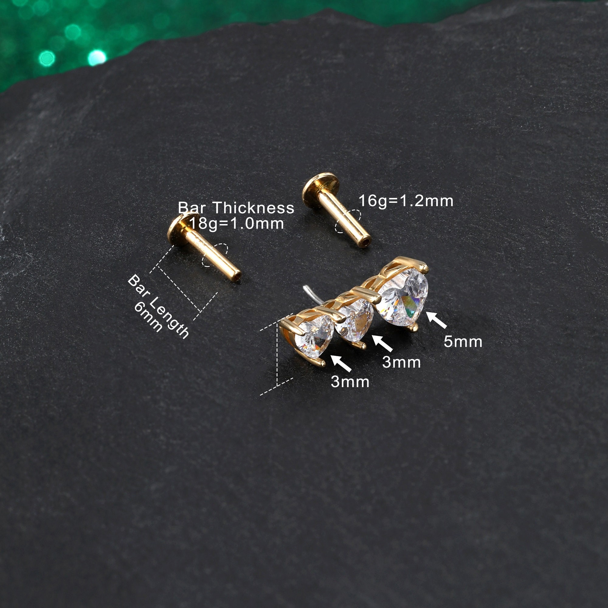 3 Heart Shaped CZ Cartilage Stud, 14k Solid Gold, 16g Threadless Push-pin Helix Earing, Tragus Stud, Conch Earring, Helix Piercing Jewelry - Etsy 3 Heart Shaped CZ Cartilage Stud, 14k Solid Gold, 16g Threadless Push-pin Helix Earing, Tragus Stud, Conch Earring, Helix Piercing Jewelry - Etsy