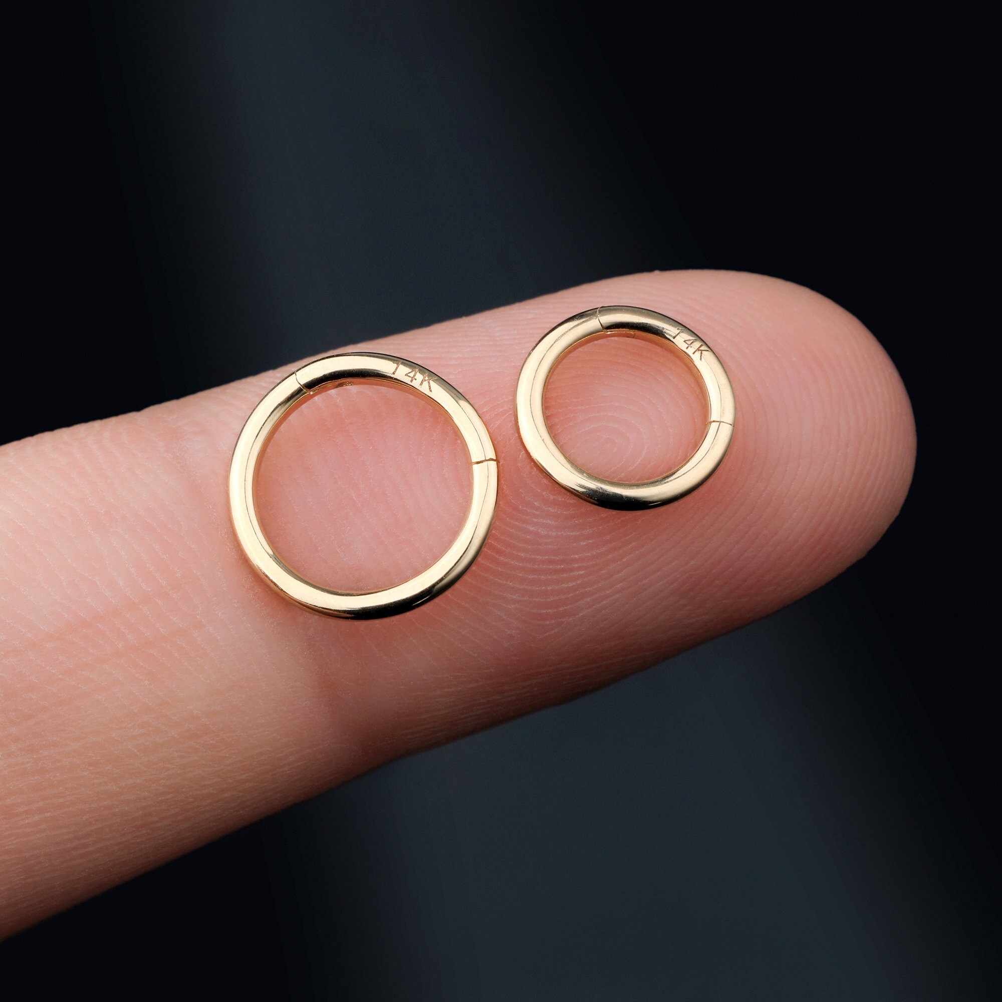 14K Solid Gold Hinged Clicker Hoop, Huggie Hoop, Cartilage Earring