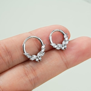 16G Stainless Steel Butterfly CZ Septum Ring/Daith Earring/Clear CZ Cartilage Hoop/Helix Piercing/Septum Jewelry/Conch Hinged Clicker/Gift