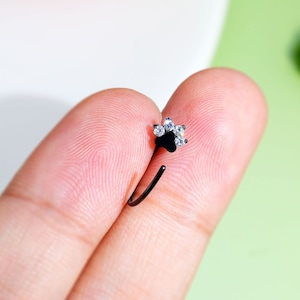20G Titanium Black Paw Nose Hoop/Nostril Piercing/Nose Ring/Nostril jewelry/C Shape Nose Jewelry/Tiny Nose Ring/Nose Piercing/Gift For Her