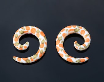 Pairs Spiral Ear Plugs/Double-sided Pattern Hanging Tapers/Plug Earrings/Spiral Hanger Plug/Acrylic Ear Gauge Plugs 10g, 8g, 6g, 4g, 2g, 0g