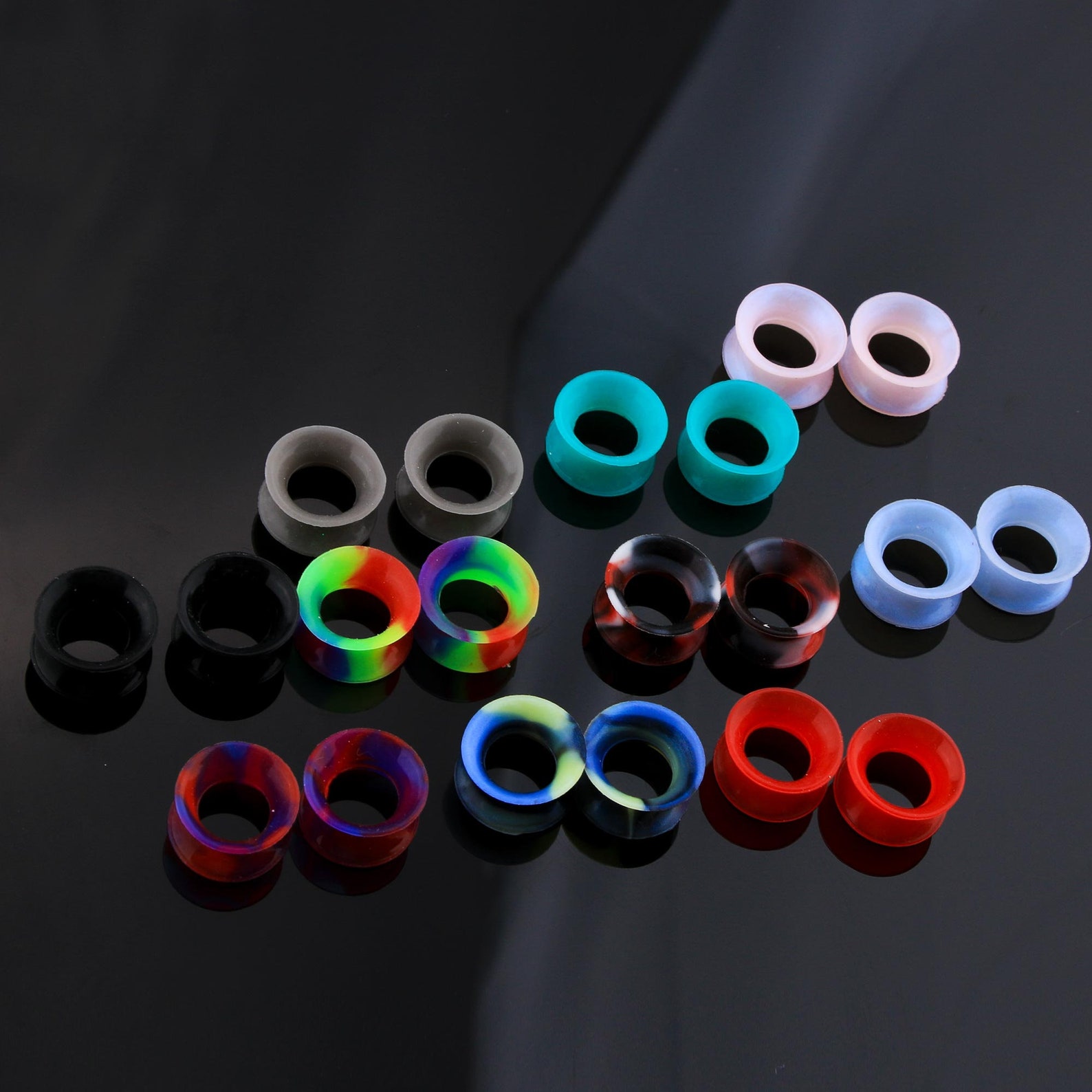 20pcs Soft Silicone Flesh Tunnels/glow In The Dark Plug Earring/unique Design Silicone Ear - Foto 3