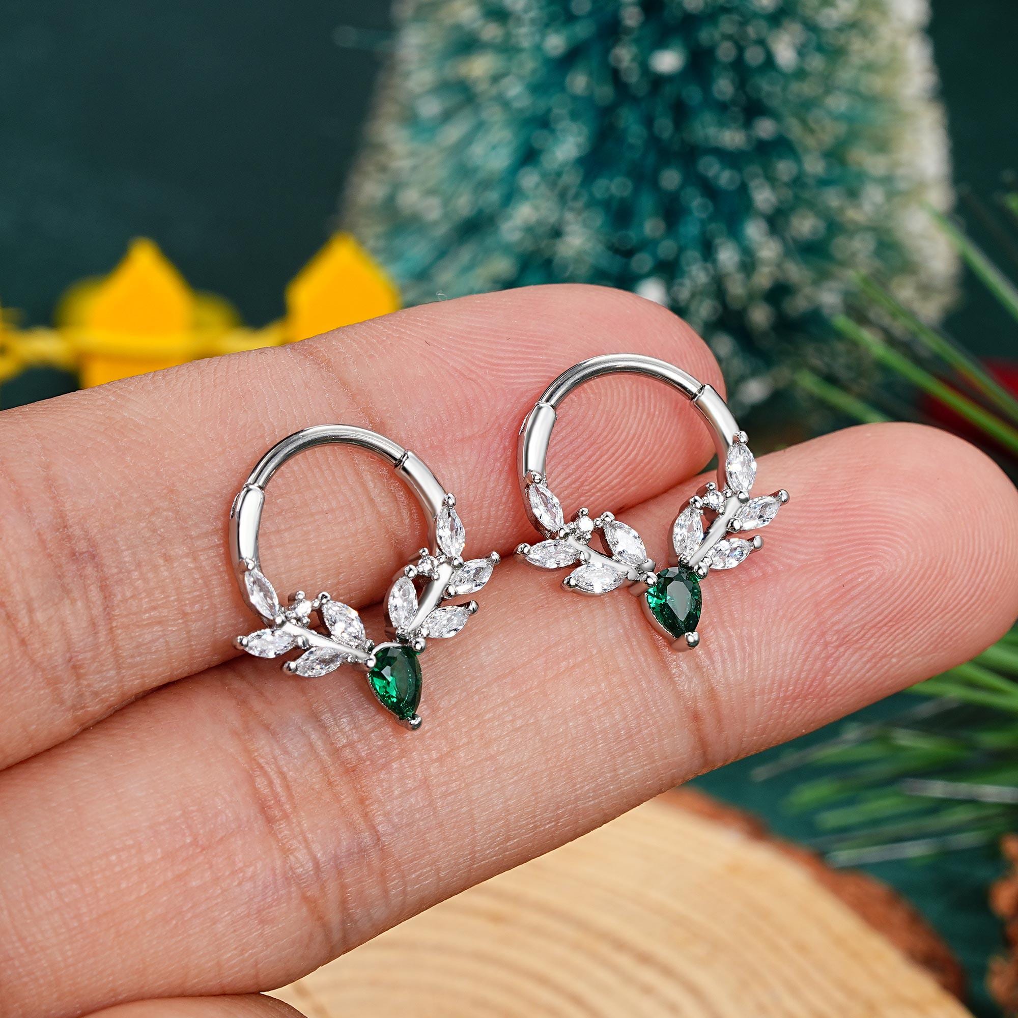Lot 4pcs Anneaux Nez Lèvre Septum Clicker Acier Inoxydable 16G 8mm - Tragus Helix Daith