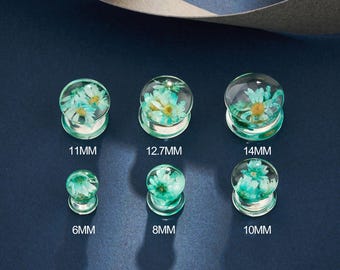 1 Pair Acrylic Cute Daisy Ear Plug Earrings/Acrylic Ear Gauges/Ear Expanders/Ear Tunnels/5/16",3/8",1/2",9/16" Ear Plugs/Gauges Earrings