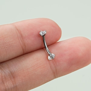 16G Titan CZ Curved Barbell/Turm Piercing/Innengefädelt/Augenbrauen Schmuck/1Stk