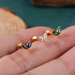 16G 316L Stainless Steel Gold Threadless CZ Helix Stud/Cartilage Stud/Conch Stud/Nose Ring/Labret Stud/FlatBack Stud/Helix Stud/Gift For Her