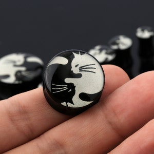 Pair Cat Ear Plug/Black Acrylic Ears Plugs Gauges/Cat Plug and Tunnels Earrings/3/4" Gauge Earrings/5/8" Ear Expander/Ear Stretching 9/16"