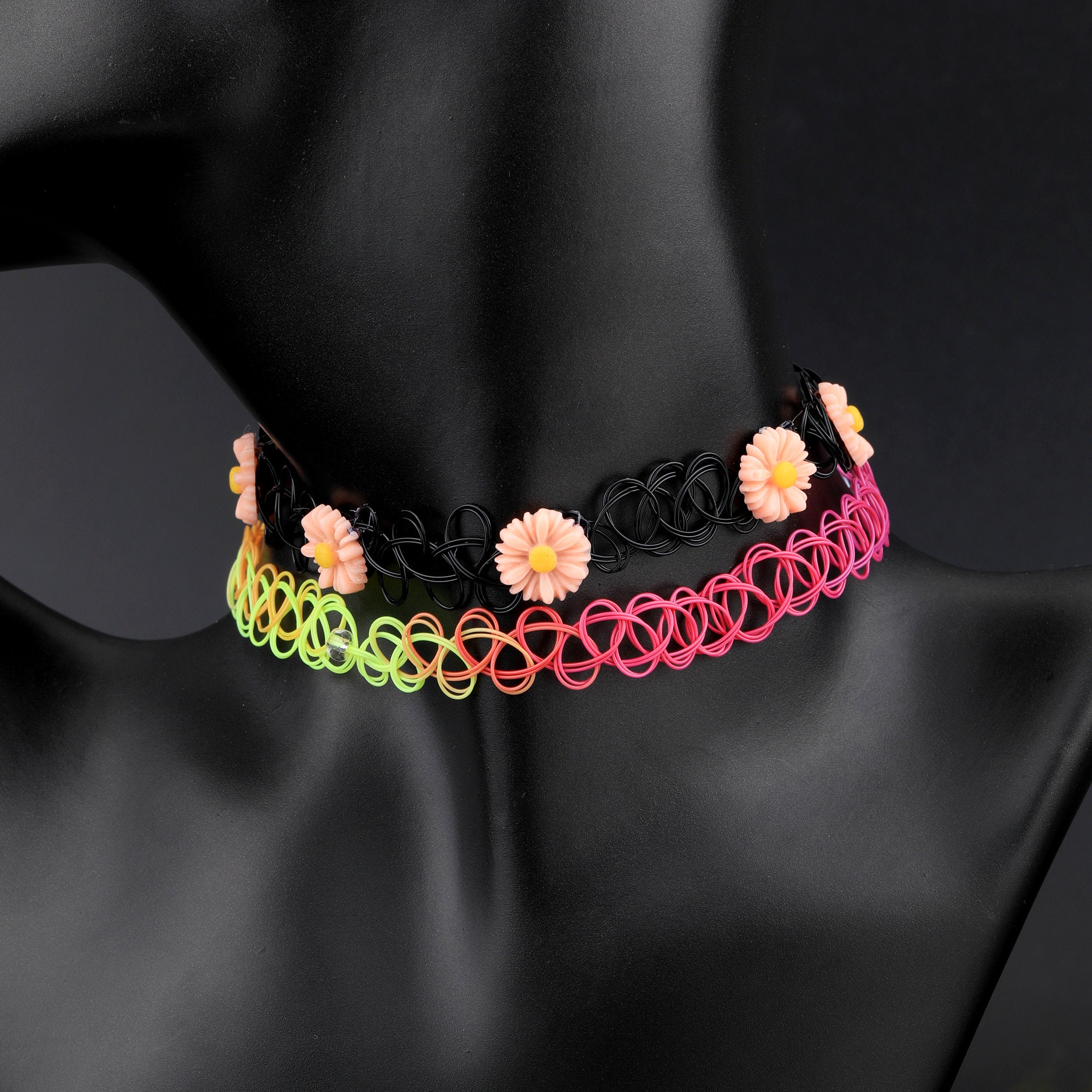 Stretchy Kids Flower Charms Rainbow Multicolor 12PC Tattoo Choker Necklace  - China Choker Necklace and Bar Necklace price