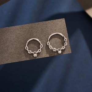 16G Stainless Steel Chain Shape Septum Ring/Daith Earring/Clear CZ Cartilage Hoop/Helix Piercing/Septum Jewelry/Conch Hinged Clicker/Gifts