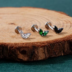 16G 316L Stainless Steel Threadless CZ Helix Stud/Cartilage Stud/Conch Stud/Nose Ring/Labret Stud/FlatBack Stud/Helix Stud/Gift For Her