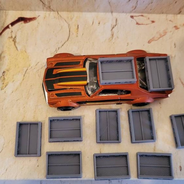 GasLands, Mad Max, Luggage Rack 10 items 3d printed. 1/64 scale Hotwheel. Car not for sale.