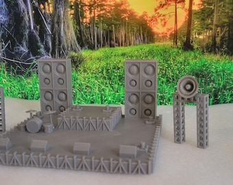 Rock Stage Diorama Display. 3d printed. Car not for sale. About 152MM Wide x 136 mm long x 75 mm tall. With accessories that you can glue on