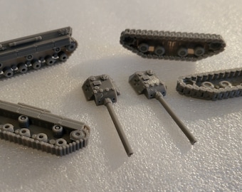 New Tank Tracks and Tank Turrets V3 for 1/64 scale, 3d printed. 6 items all together, car not included.