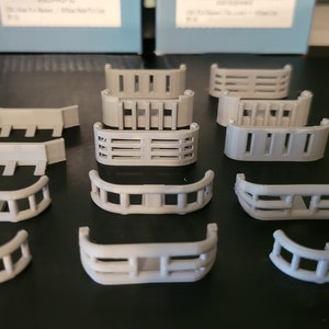 UPDATED Bash Bars and Ram Pack 14 items.  1/64 scale silver 3d printed.