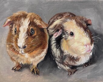 Custom Guinea Pig Portrait from Photo – Hand-Painted Oil on Canvas - Personalized Pet Memorial Gift