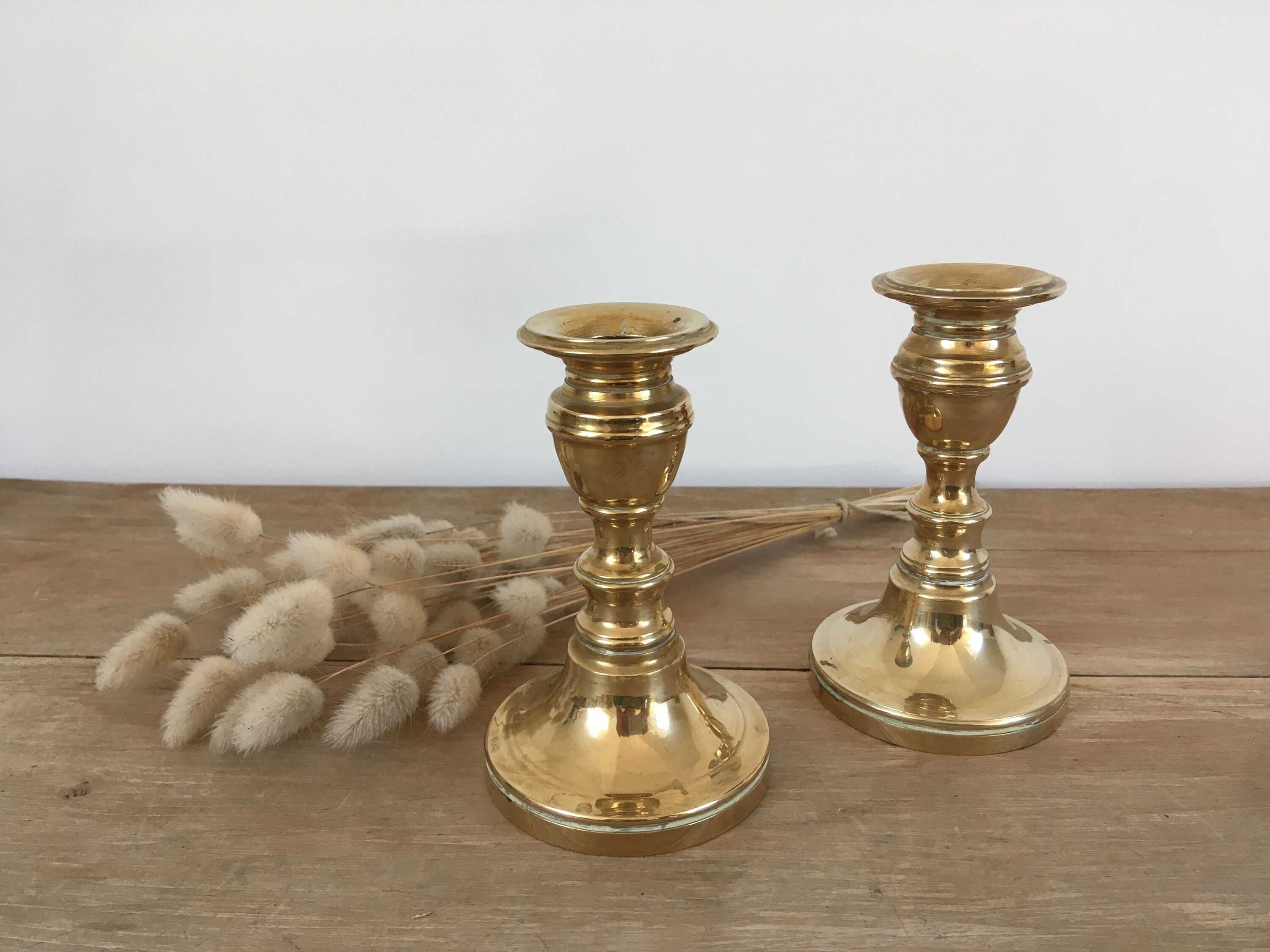 Paire de Bougeoirs Vintage en Laiton