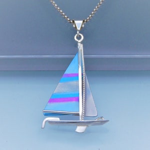 Sailboat Nautical Sailor Sterling Silver Niobium One Of A Kind