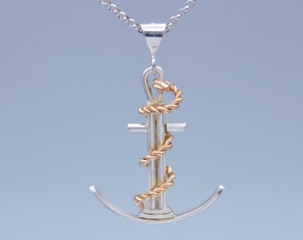Anchor Boat Nautical Gold Filled Sterling Silver Necklace