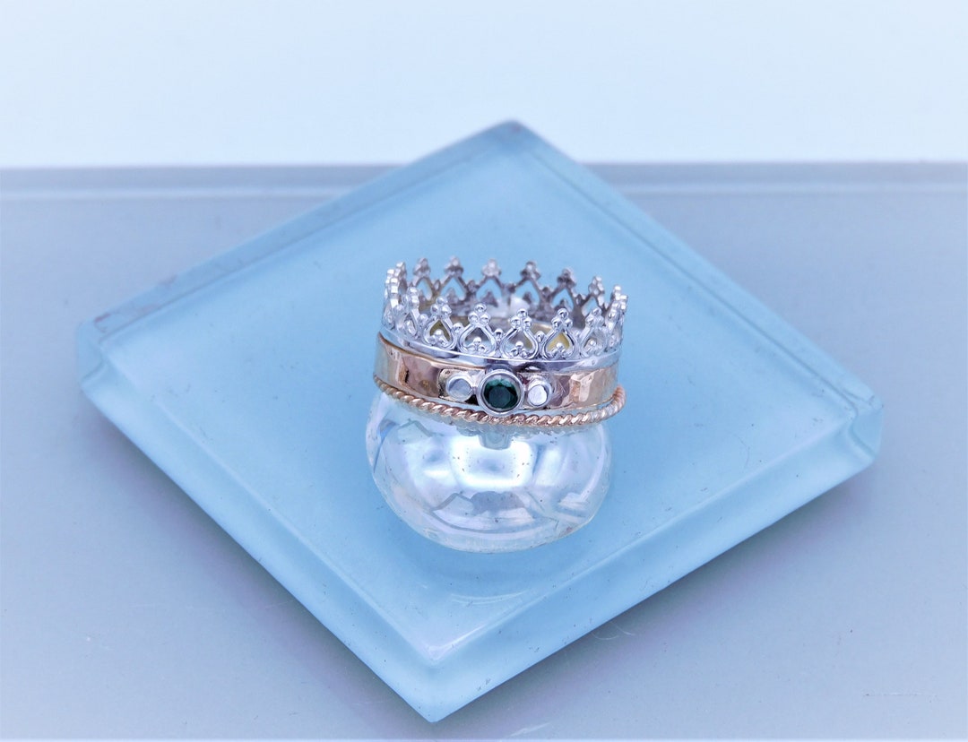Silver & Gold Crown Ring Handmade Oneofakind Sterling Etsy