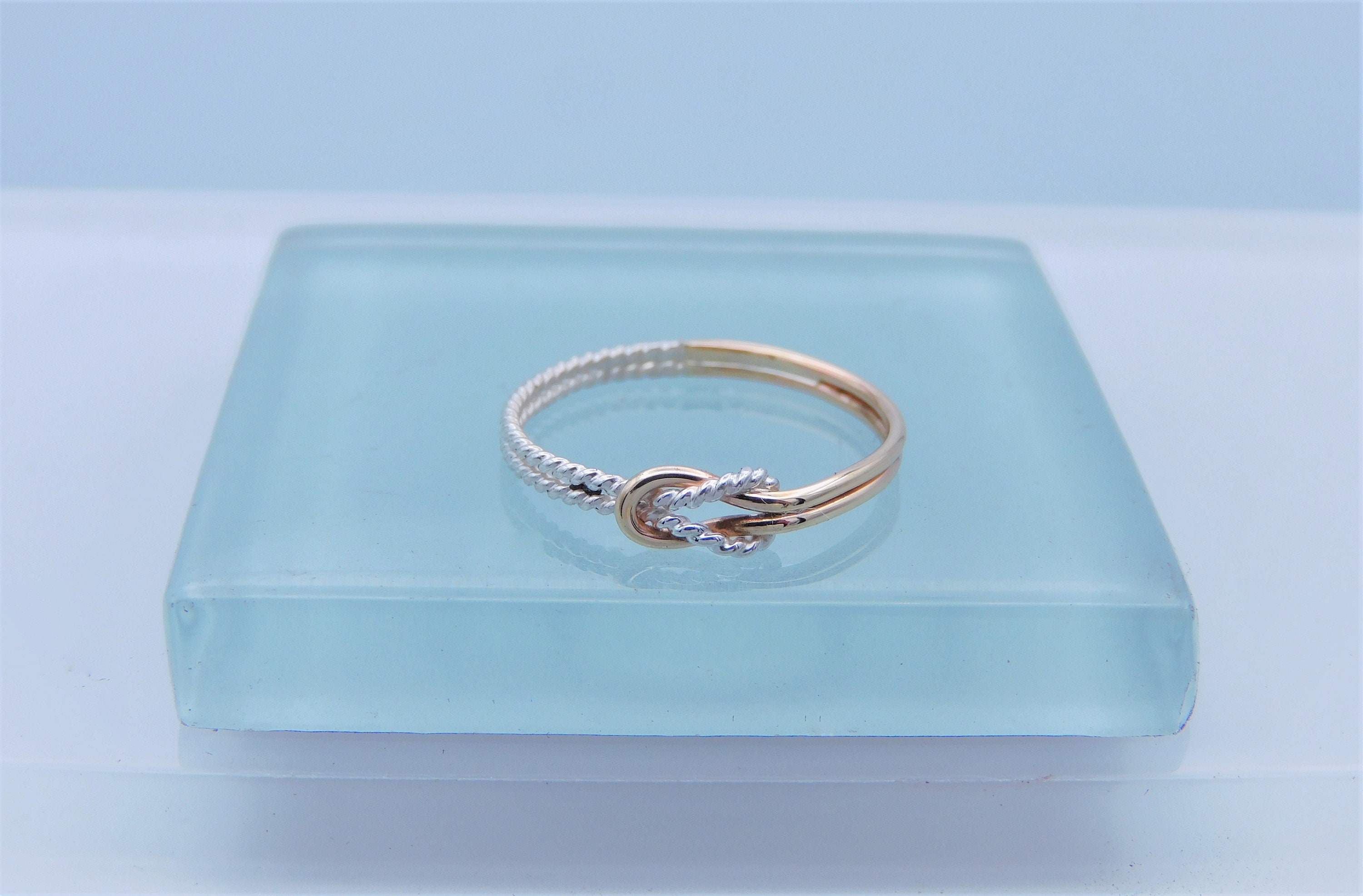 Gold & Silver Sailors Knot Ring Handcrafted Smooth 14K Gold Etsy