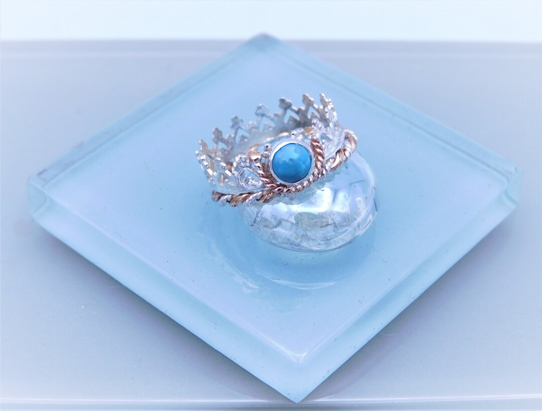 Silver & Gold Crown Ring, Handmade Sterling Silver and 14K Gold Filled