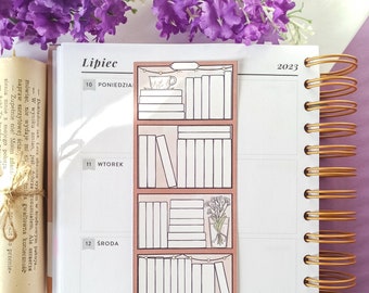 Book Tracker Bookmark | Reading List Bookshelf | 50 book spines | Fill in bookmarks | Coloring bookmarks
