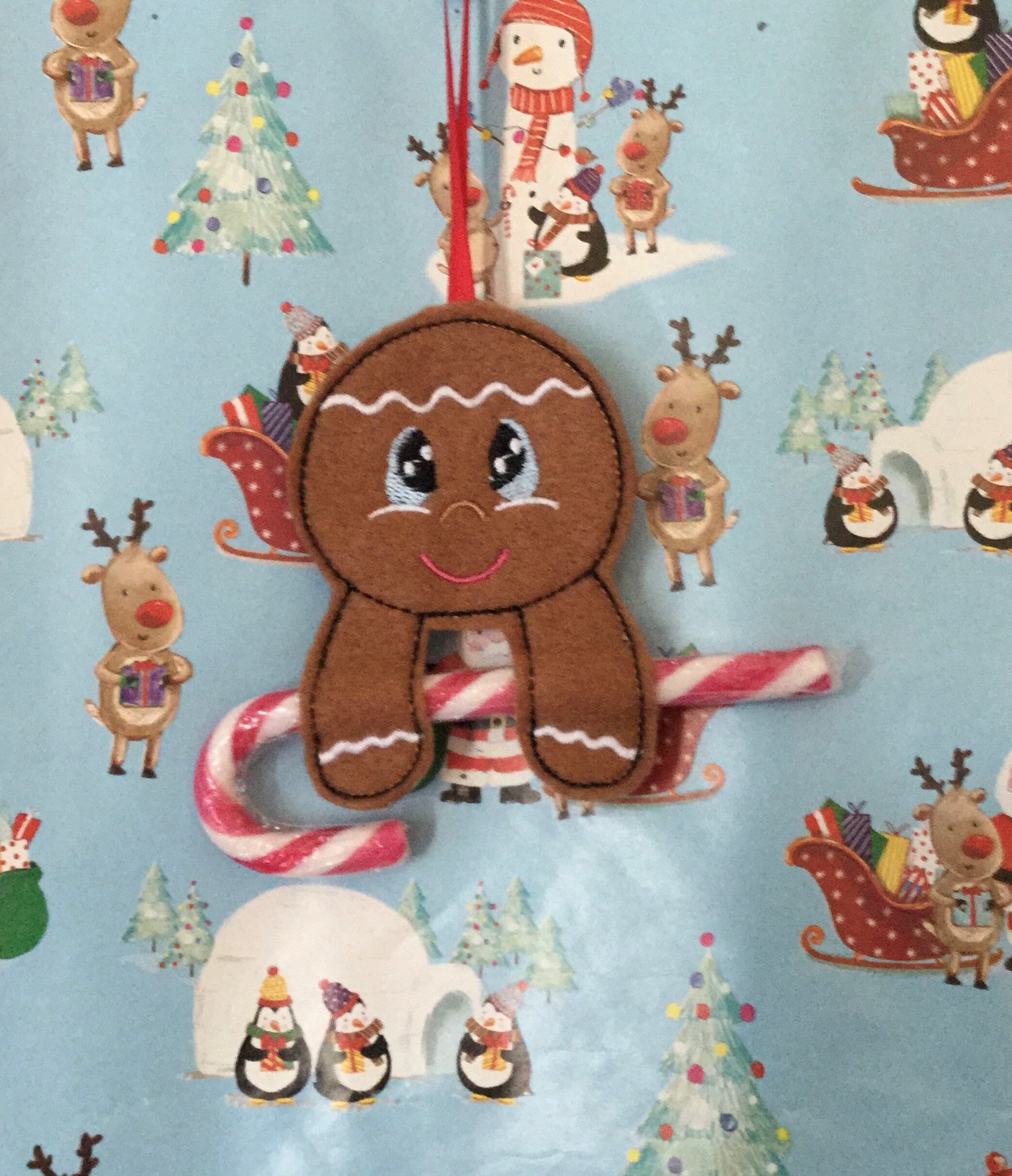 Handmade Hanging Felt Gingerbread Candy Cane Holder Tree Etsy UK