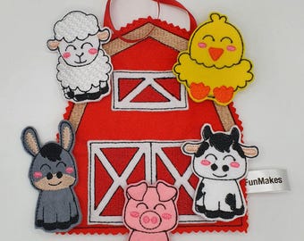 Felt farm finger puppet set