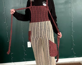 Crochet Mesh Overalls Romper Pattern, Beach Cover Up DIY (PDF Download)